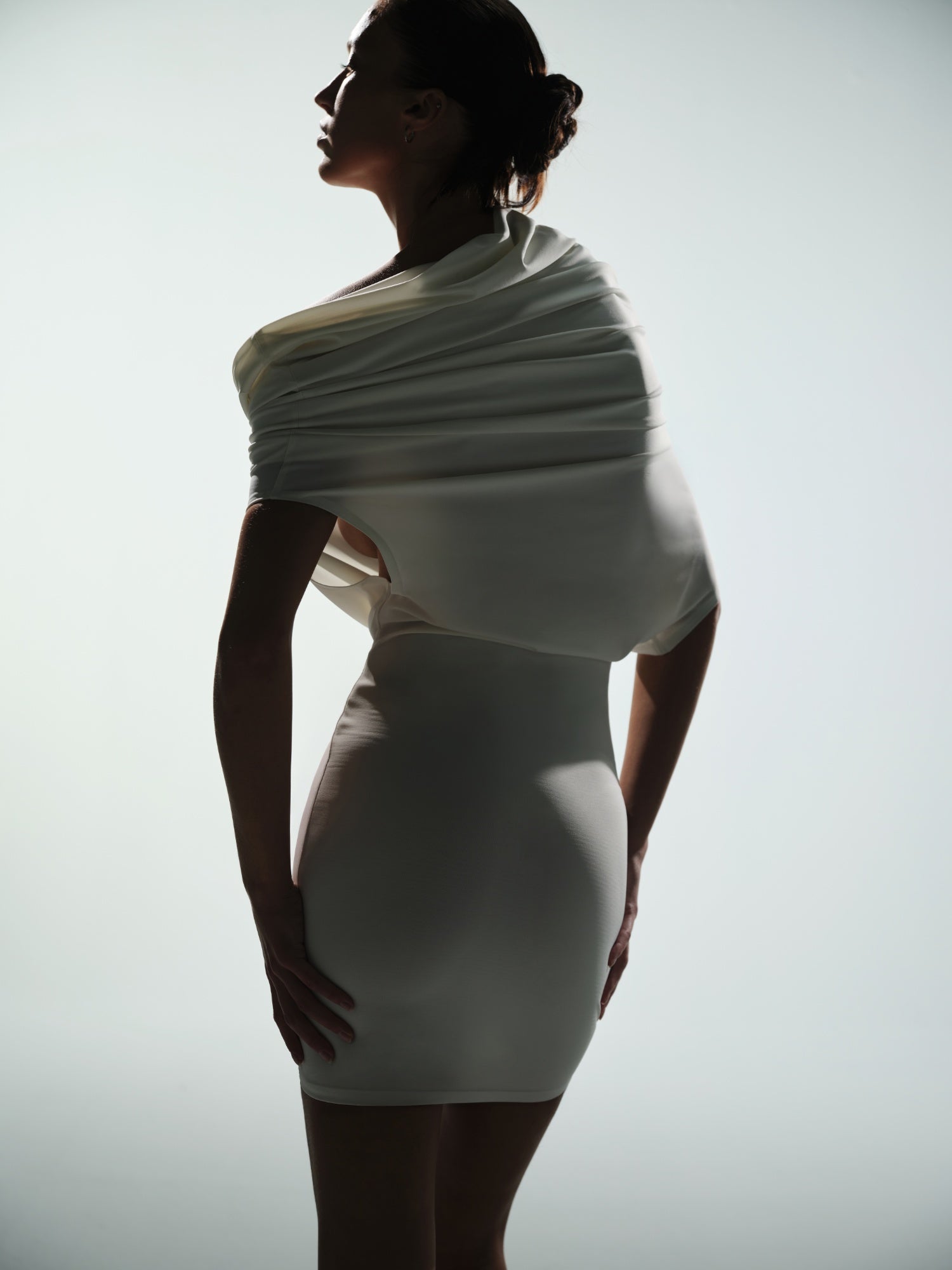 WHITE MINI ELBISE WITH COLLAR