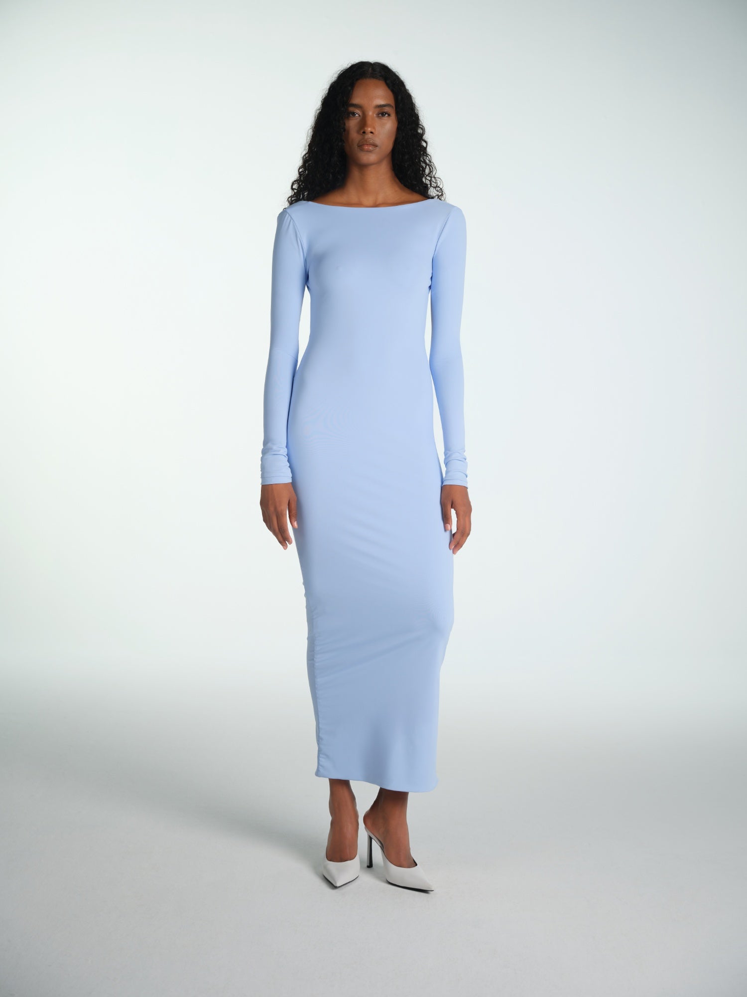 BABY BLUE MAXI ELBISE OPEN BACK