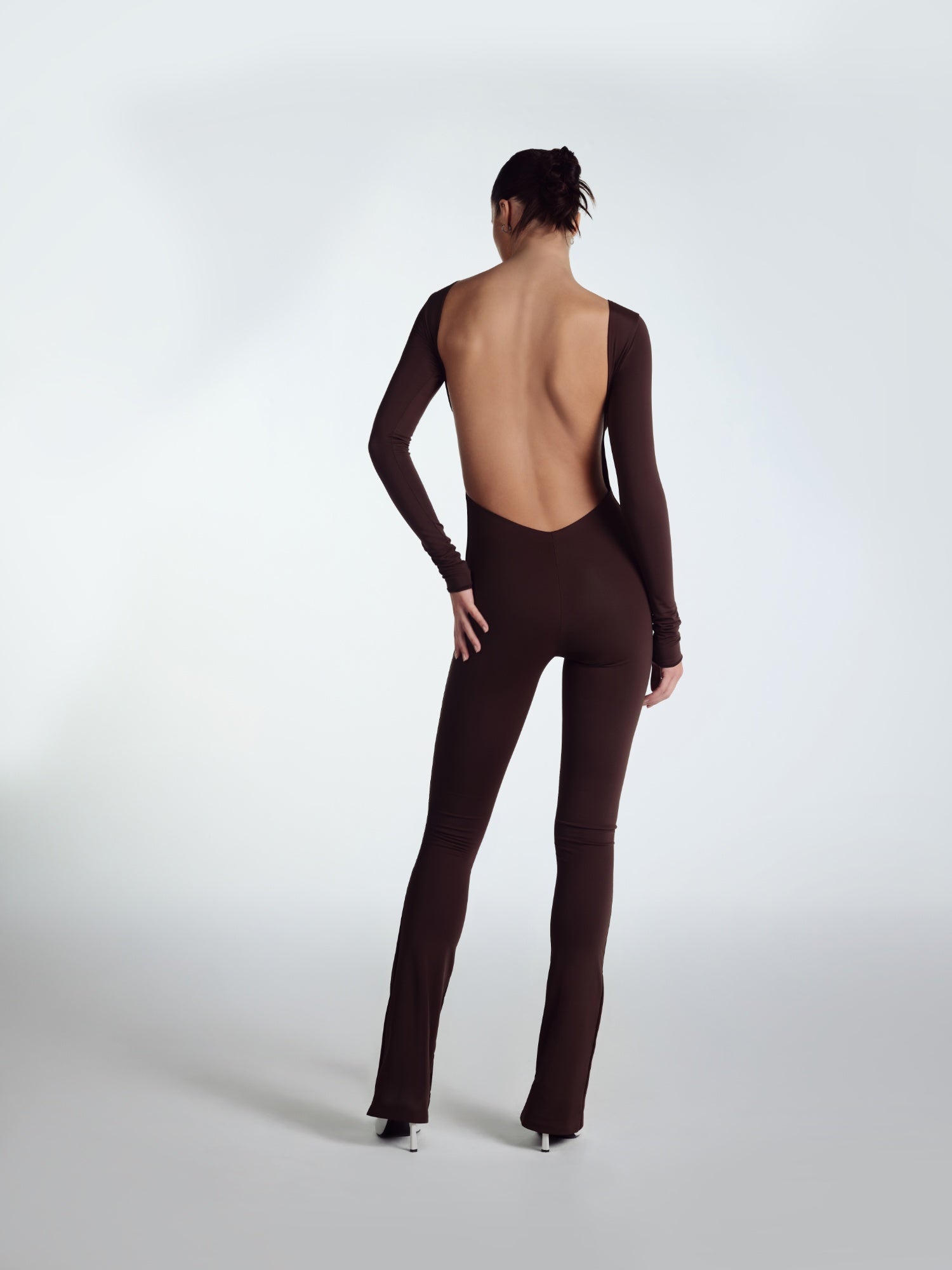 BROWN JUMPSUIT OPEN BACK