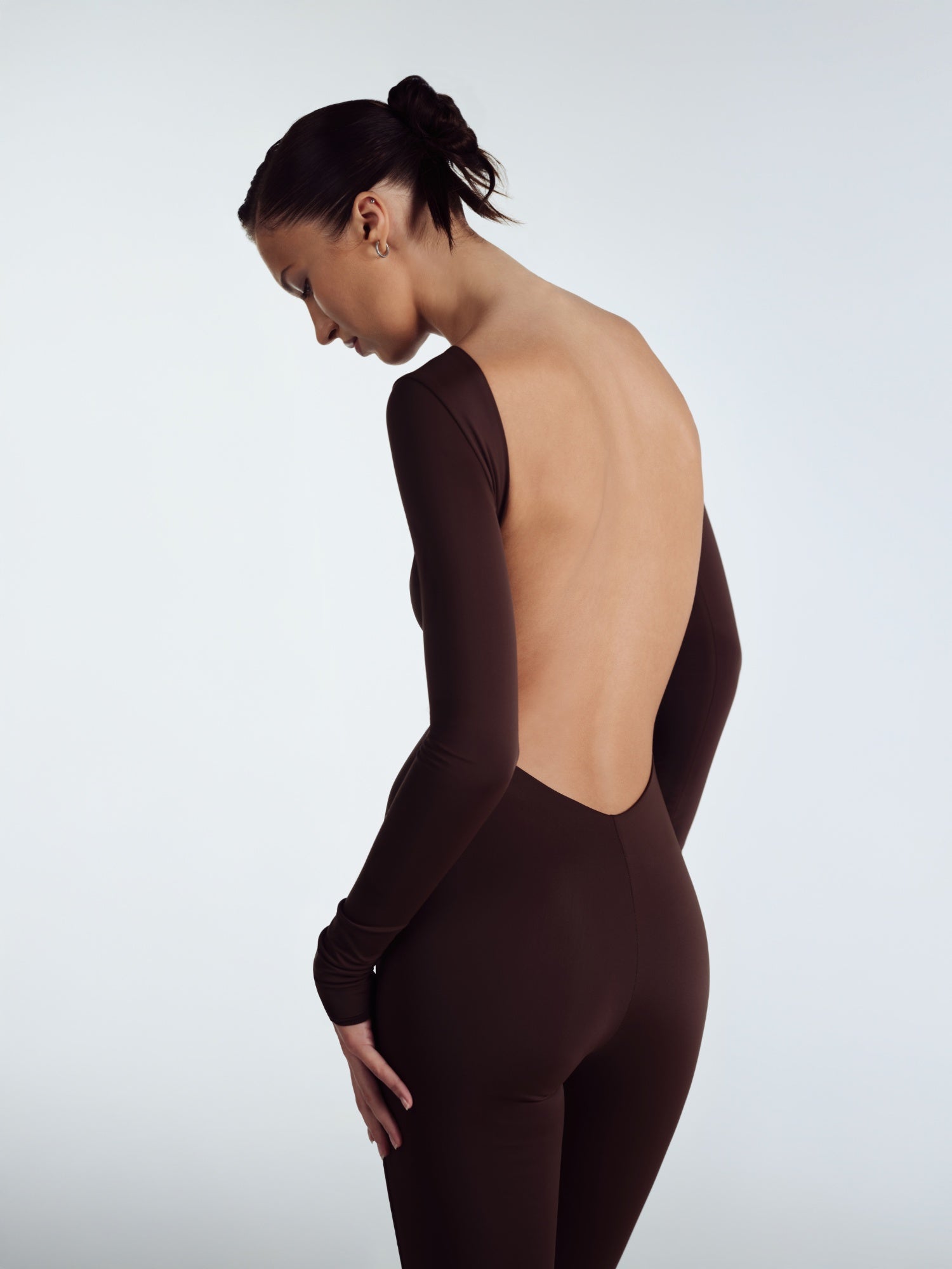 BROWN JUMPSUIT OPEN BACK