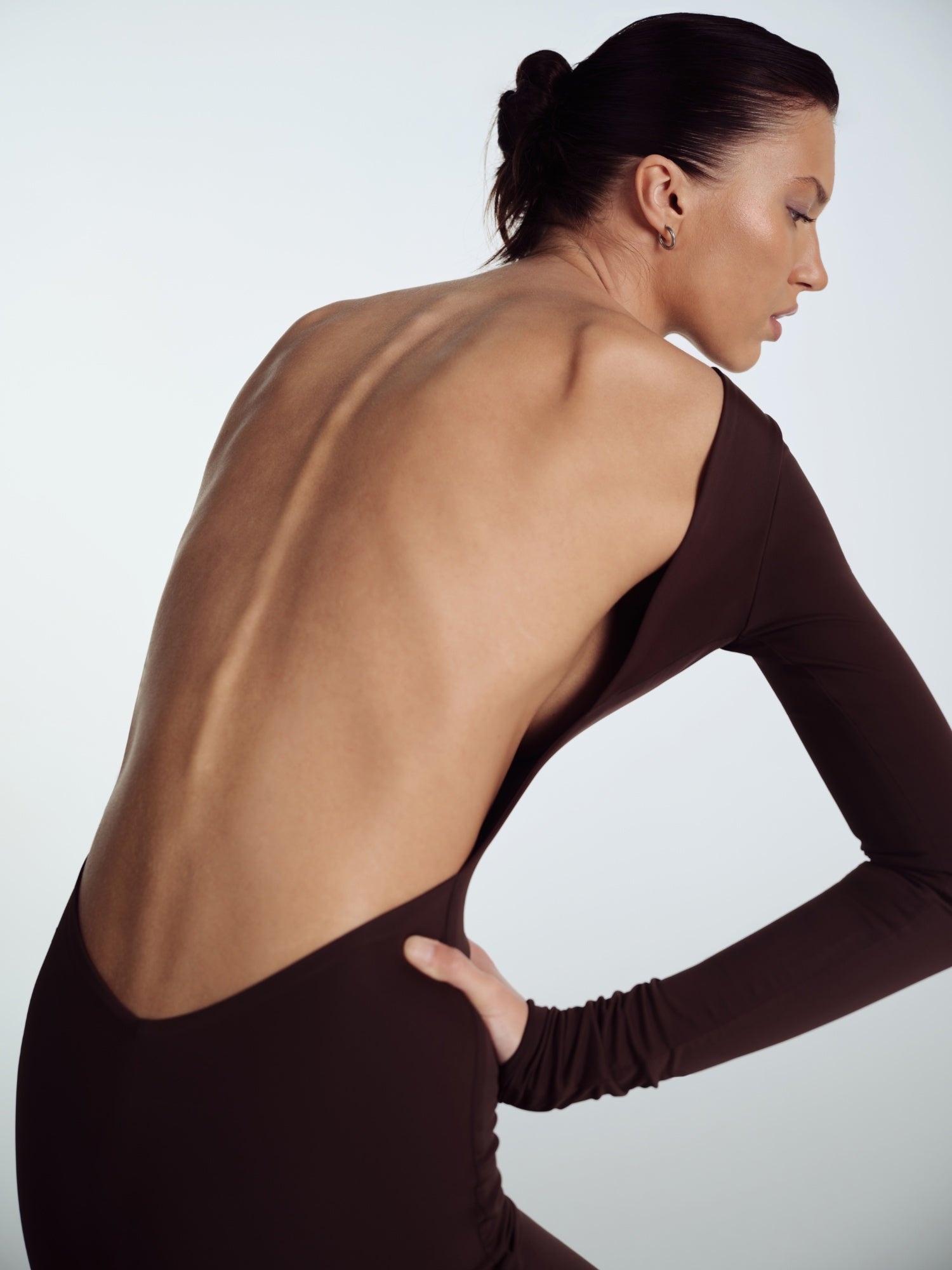 BROWN JUMPSUIT OPEN BACK