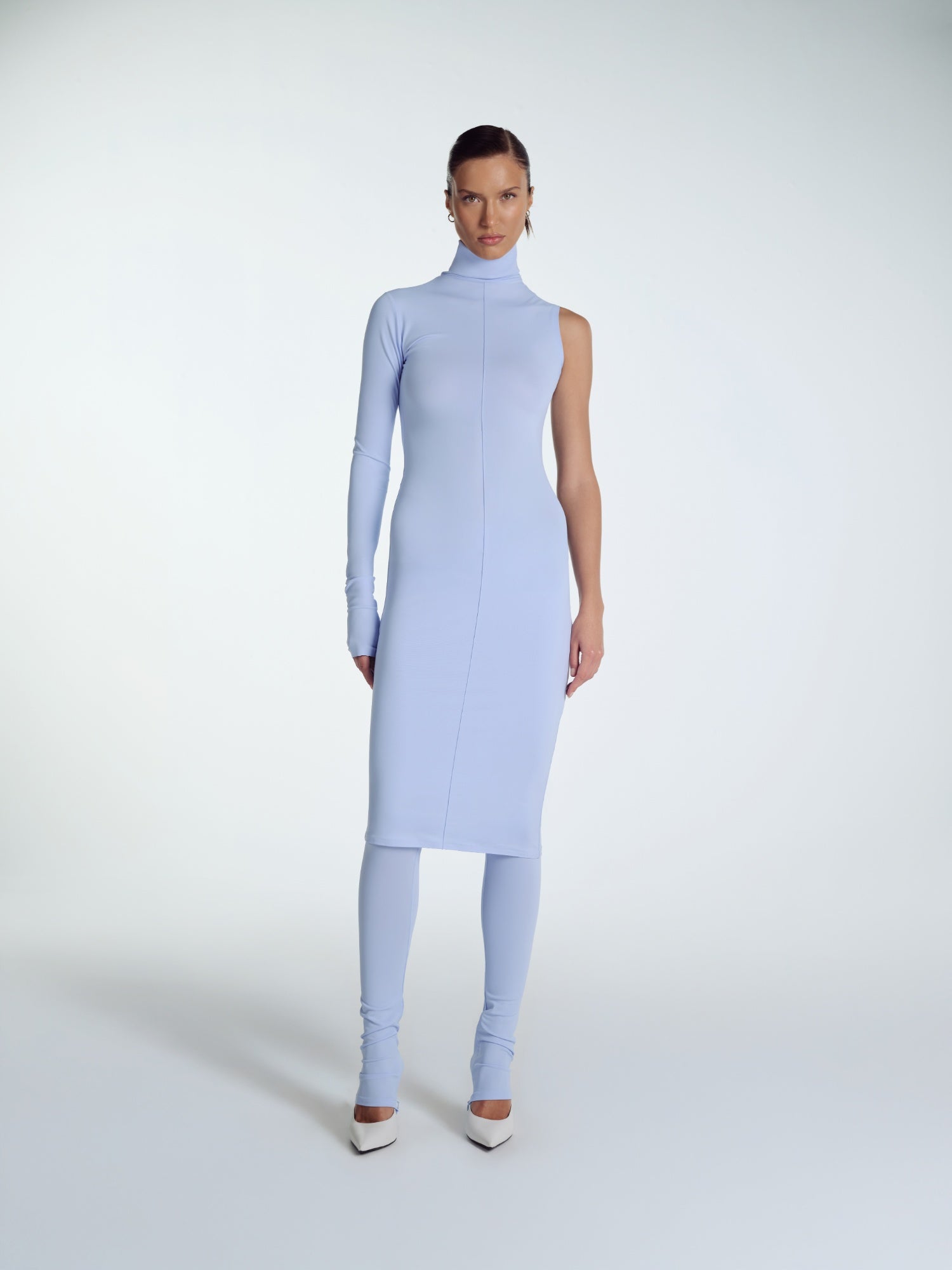 BABY BLUE MIDI ELBISE TEK KOLLU