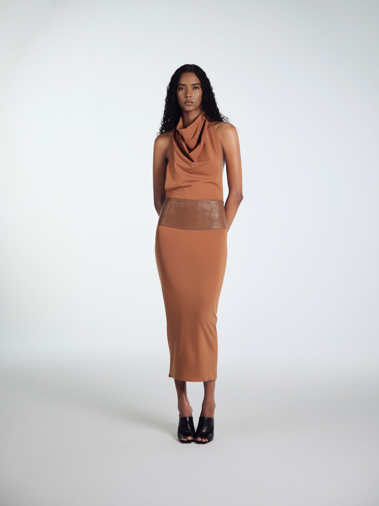 MOCCA MIDI ELBISE WITH LEATHER BELT