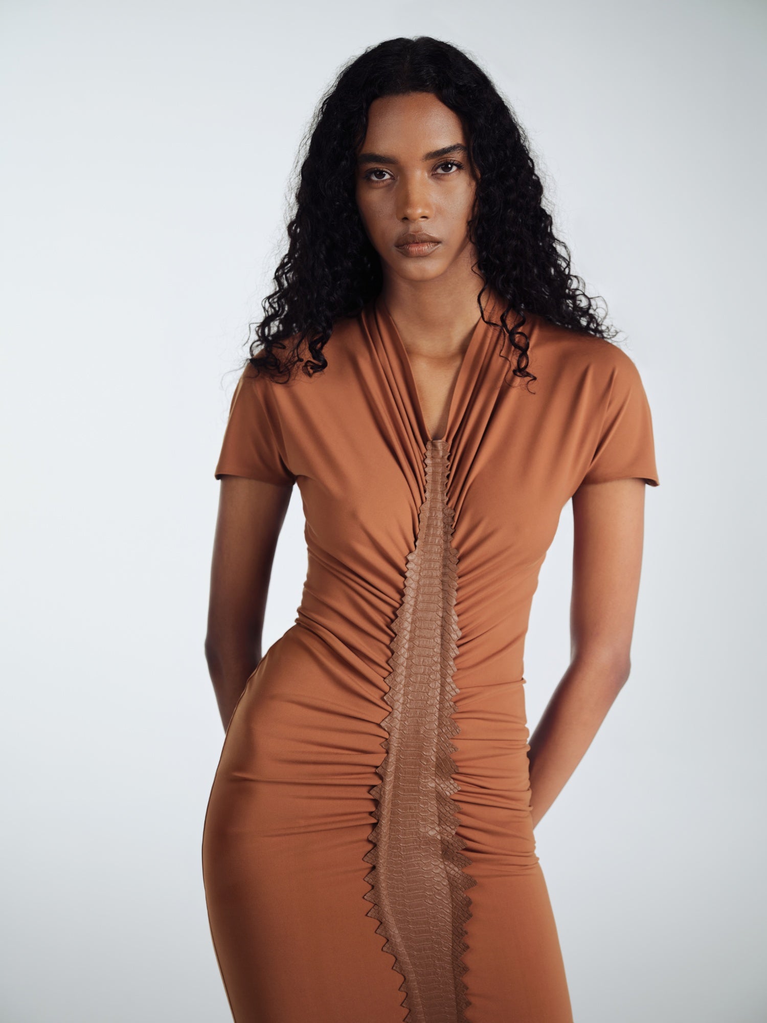 MOCCA ELBISE WITH LEATHER