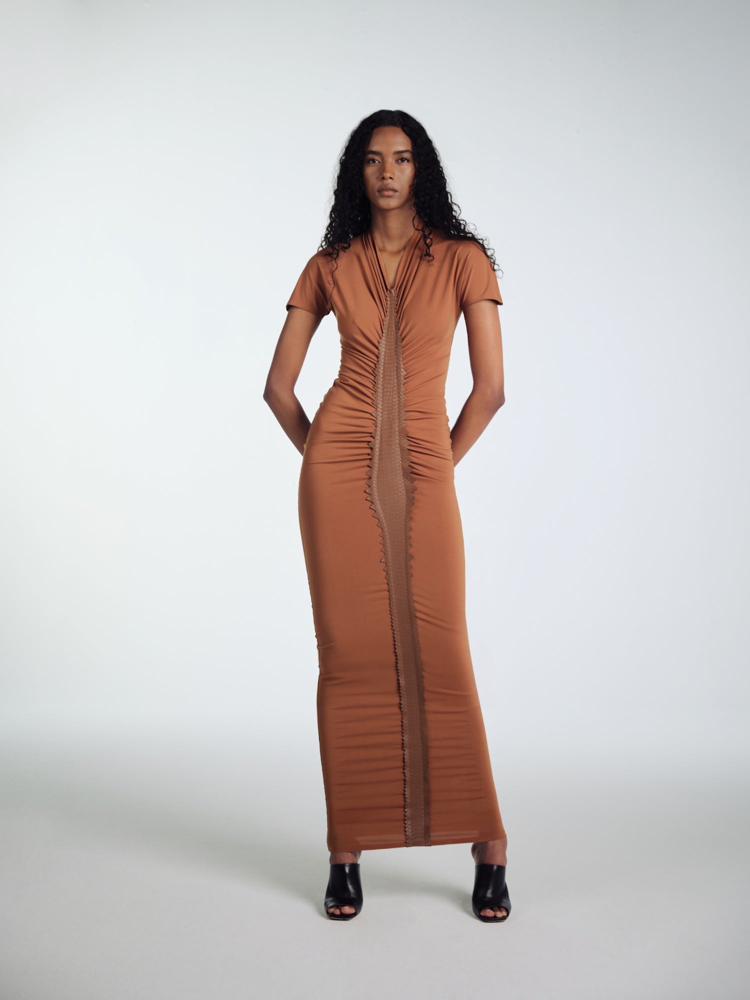 MOCCA ELBISE WITH LEATHER