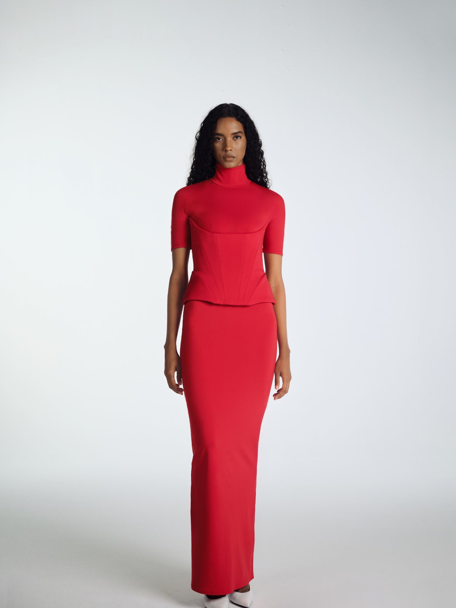 RED ROSIE ELBISE WITH TURTLE NECK