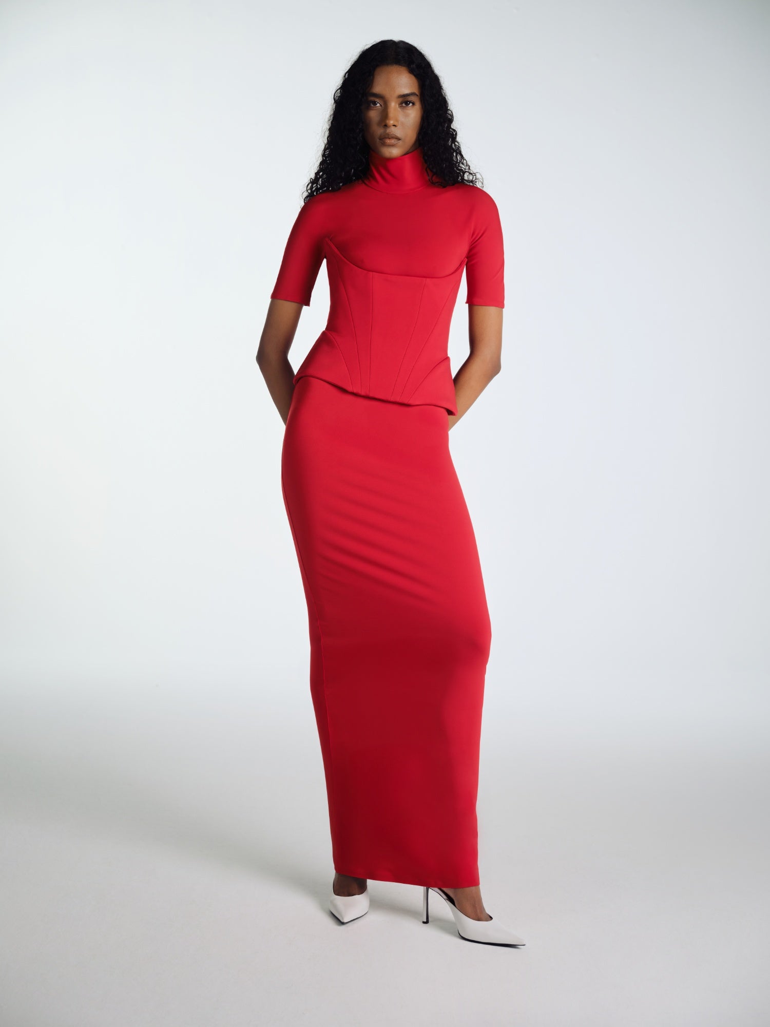 RED ROSIE ELBISE WITH TURTLE NECK