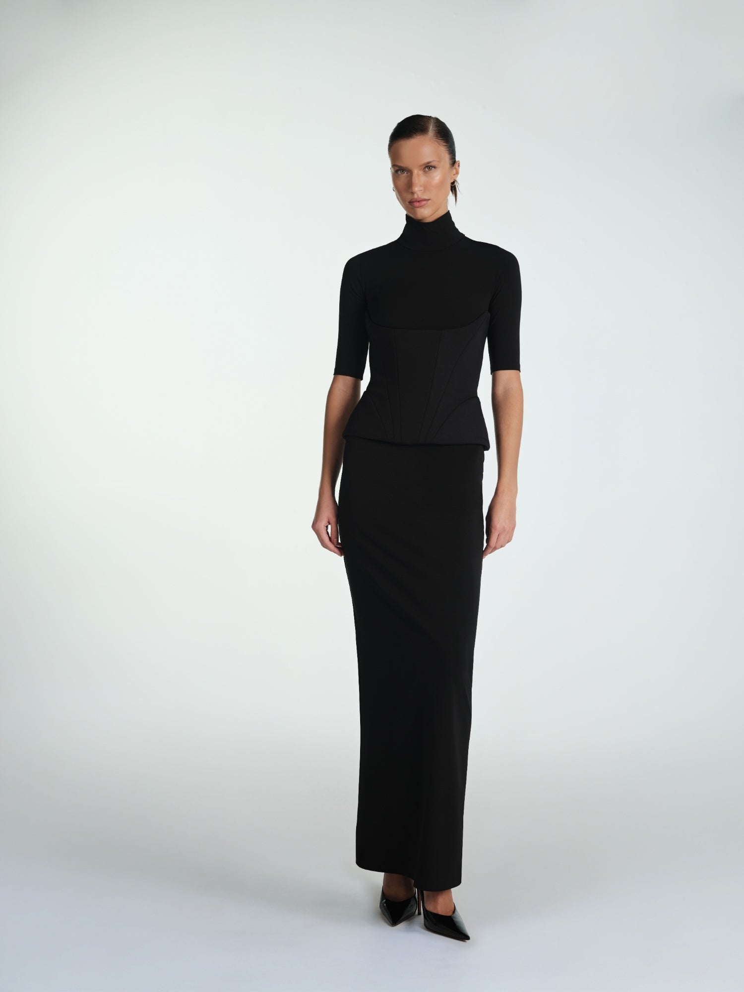 BLACK ROSIE ELBISE WITH TURTLE NECK