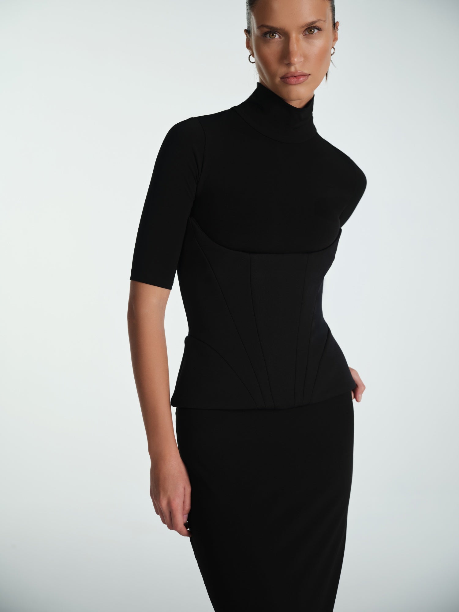 BLACK ROSIE ELBISE WITH TURTLE NECK