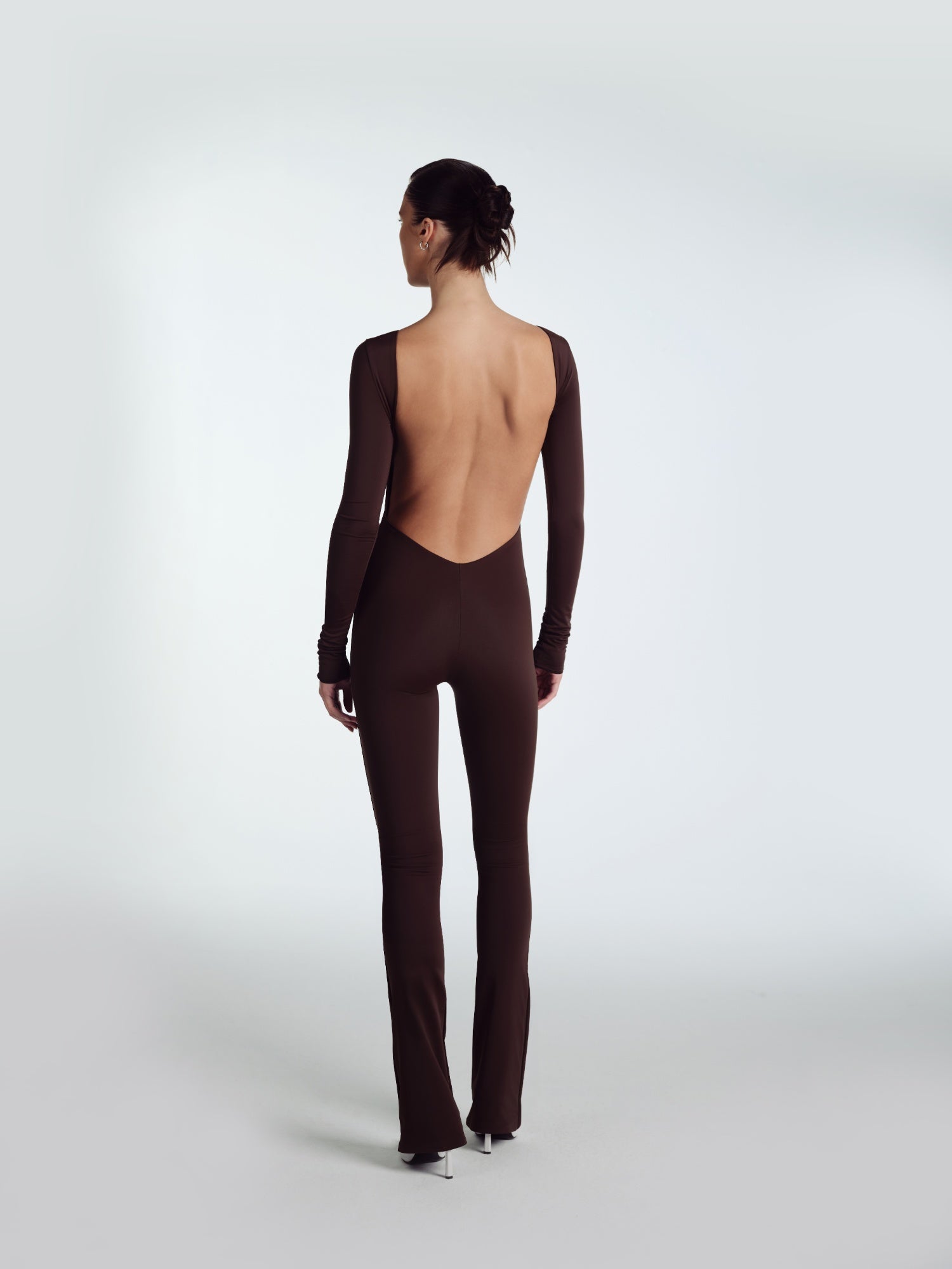 BROWN JUMPSUIT OPEN BACK