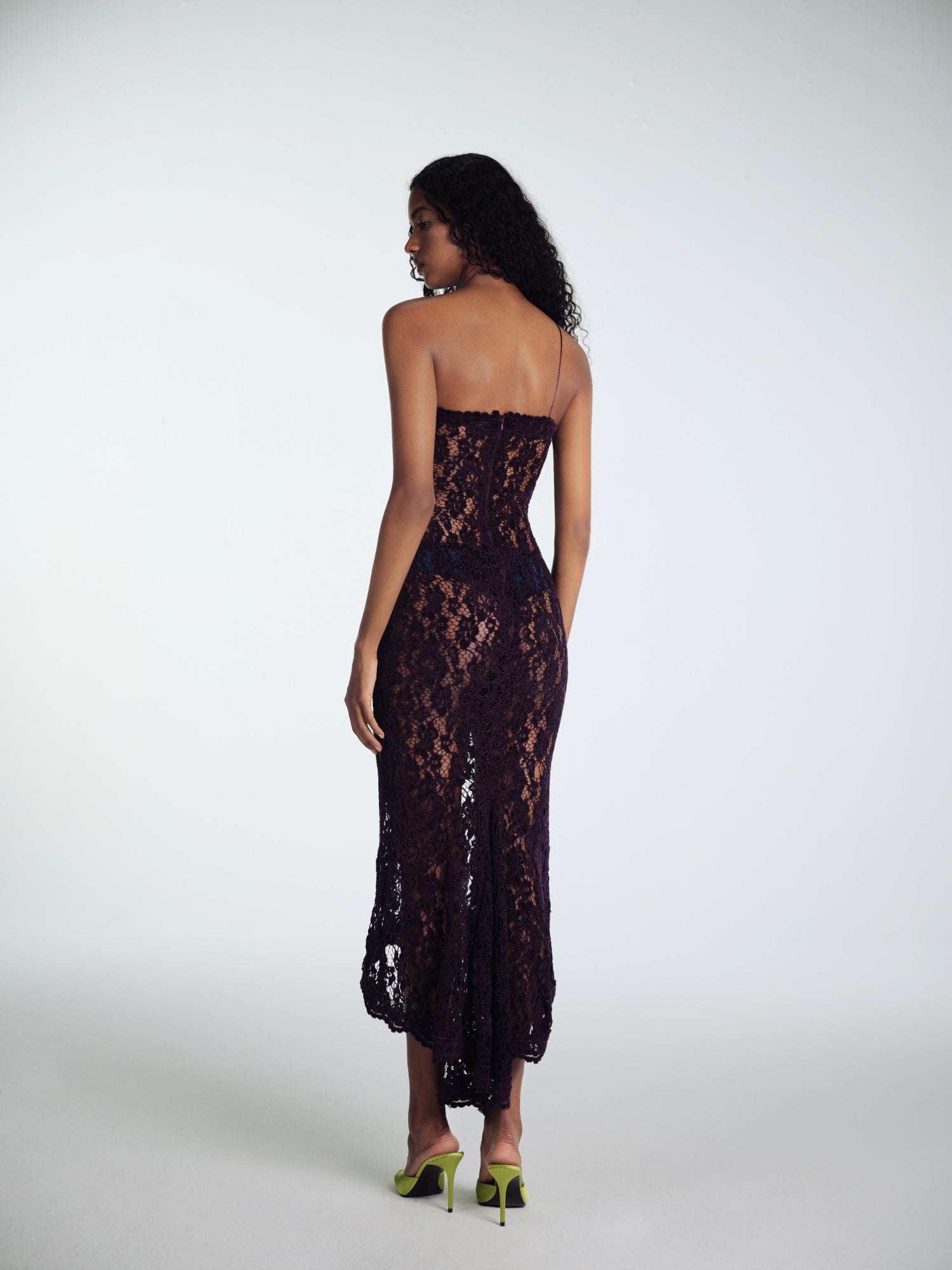 PURPLE MIDI ELBISE WITH VEIL