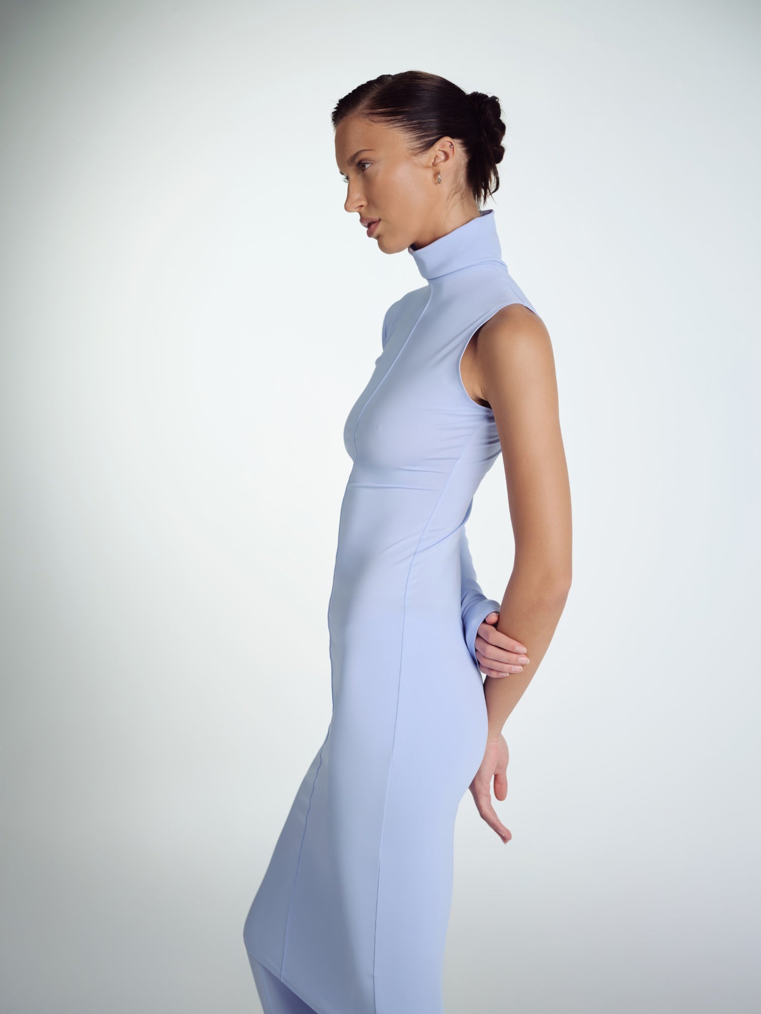 BABY BLUE MIDI ELBISE TEK KOLLU