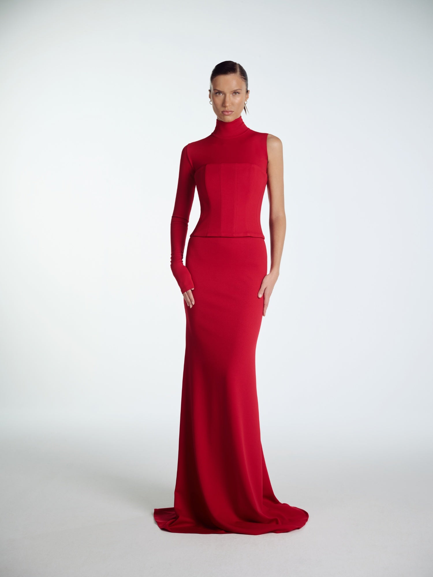 RED MAXI ELBISE WITH VEIL